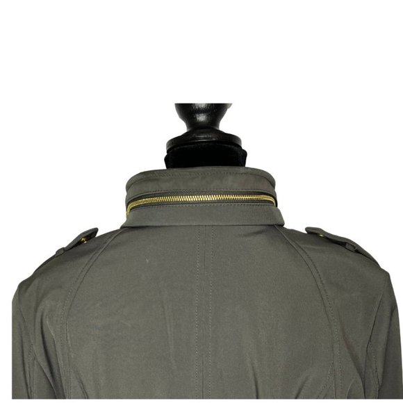 Michael Kors Olive Green Belted Zip Up Coat Jacket with Attached Hood (Womens M) - Picture 11 of 15